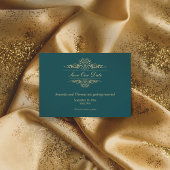 Benzingrüne goldene Rahmen Save the Date Karte