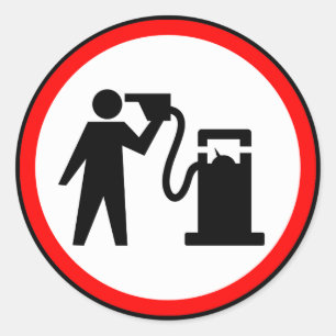 Benzinsuizid Runder Aufkleber