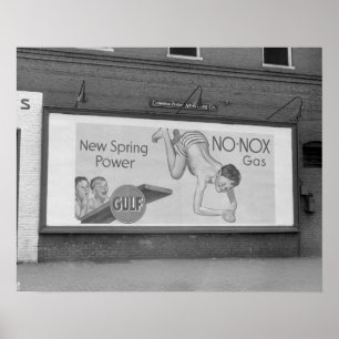 Benzinwerbung, 1941. Vintage-Foto Poster