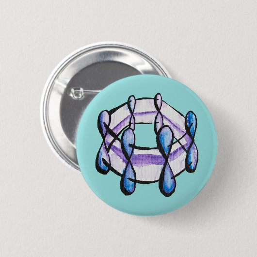 Benzol Molecule Bio Chemie Art Button (Vorne & Hinten)