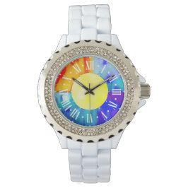 beobachten in farbenfrohen Aquarellfarben Armbanduhr