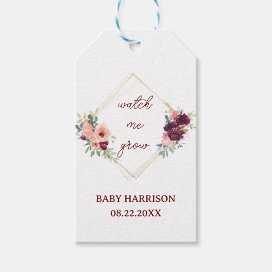 Beobachten Sie mir Grow Boho Fall Blumendusche Bab Geschenkanhänger (Vorderseite)