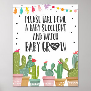 Beobachten Sie mir Grow Cactus Fiesta Baby Shower Poster