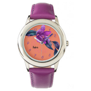 Beobachten Sie mit Lila Orchid auf Orange Armbanduhr