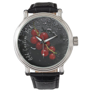 Beobachten Sie mit rotem Berry Pattern Schwarzer H Armbanduhr