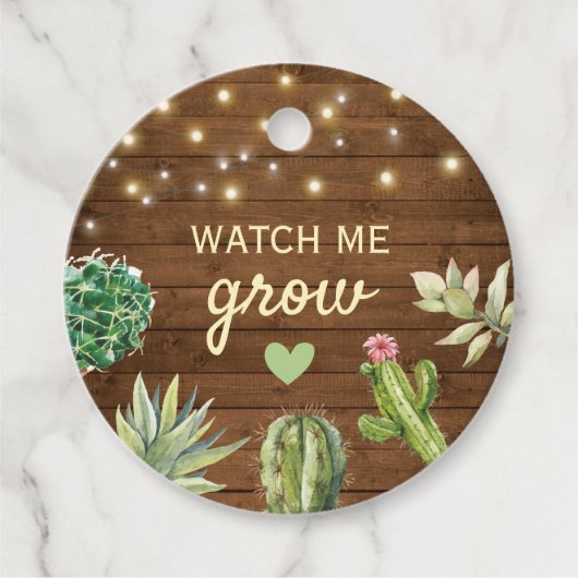 Beobachten Sie, wie ich rustikale Babydusche Kakte Geschenkanhänger (Vorderseite)