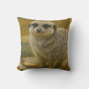 Beobachtende Stille - Realistisches Meerkat-Portra Kissen