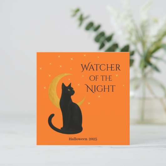 Beobachter der Nacht - Halloween-Black Cat Card (Stehend Vorderseite)