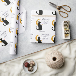 Beobachter der Nacht - Halloween-Schwarze Katze Geschenkpapier