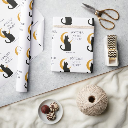 Beobachter der Nacht - Halloween-Schwarze Katze Geschenkpapier (Kunsthandwerk)