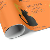 Beobachter der Nacht - Halloween-Schwarze Katze Geschenkpapier (Rolleneckpunkt)