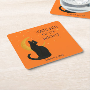 Beobachter der Nacht - Halloween-Schwarze Katze Rechteckiger Pappuntersetzer