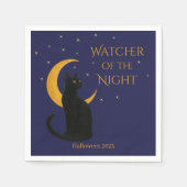 Beobachter der Nacht - Halloween-Schwarze Katze Serviette (Vorderseite)