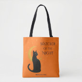 Beobachter der Nacht - Halloween-Schwarze Katze Tasche (Vorderseite)