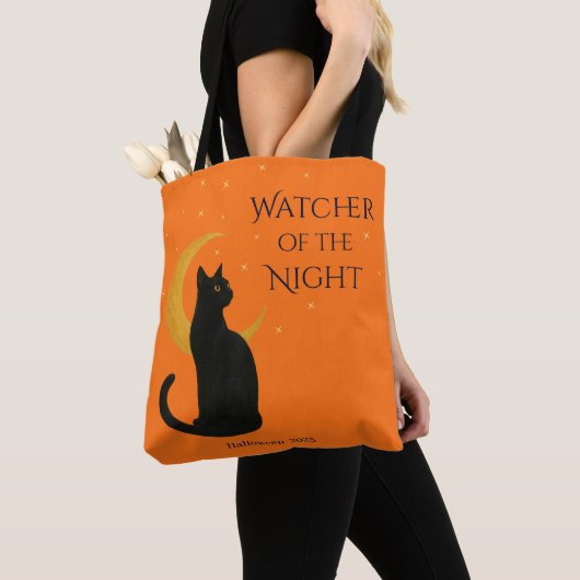 Beobachter der Nacht - Halloween-Schwarze Katze Tasche (Von Nahem)