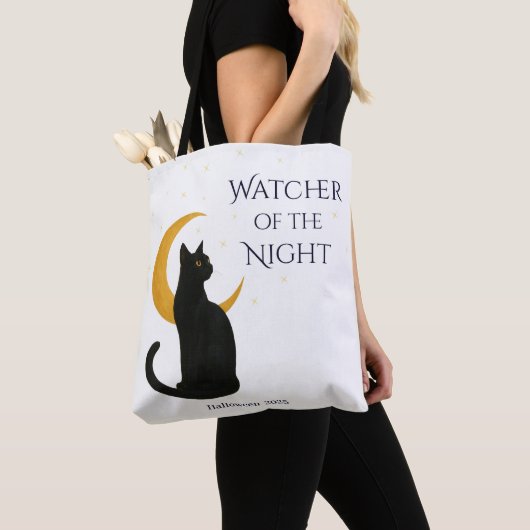 Beobachter der Nacht - Halloween-Schwarze Katze Tasche (Von Nahem)