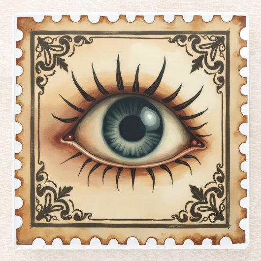 Beobachter im Nebel - Vintager Halloween-Untersetz Glasuntersetzer (Vorderseite)