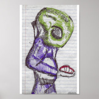 Beobachtung der grünen Alien Poster