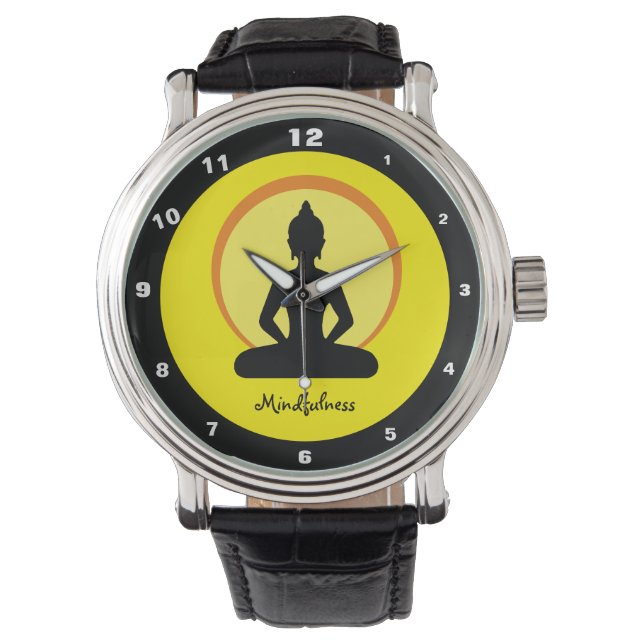 Beobachtung und Meditation (Buddha) Armbanduhr (Vorderseite)