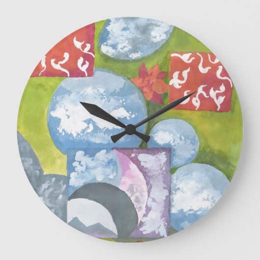 Beobachtung von Folk Art von AnyaC Große Wanduhr (Vorderseite)