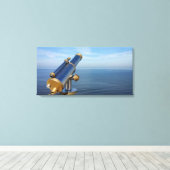 Beobachtungsteleskop mit Blick auf den Ozean Leinwanddruck (Insitu (Holzboden))