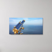 Beobachtungsteleskop mit Blick auf den Ozean Leinwanddruck (Vorderseite)