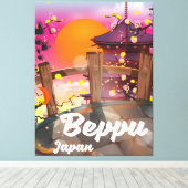 Beppu Japanisches Reiseplakat Leinwanddruck (Insitu (Holzboden))
