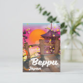Beppu Japanisches Reiseplakat Postkarte (Stehend Vorderseite)