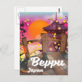 Beppu Japanisches Reiseplakat Postkarte (Vorne/Hinten)