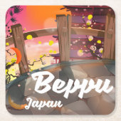 Beppu Japanisches Reiseplakat Rechteckiger Pappuntersetzer (Vorderseite)