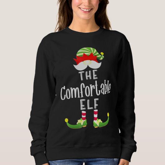 Bequeme Elf Group Weihnachten Pajama Party Sweatshirt (Vorderseite)