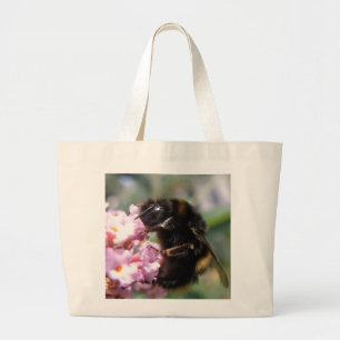 Bequeme Hummel und rosa Blume Tote Tasche