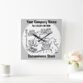 Bequemer Store, lokaler Shop oder Supermarkt Quadratische Wanduhr (Zuhause)