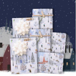 Bequemes Bergskidorf Geschenkpapier Set