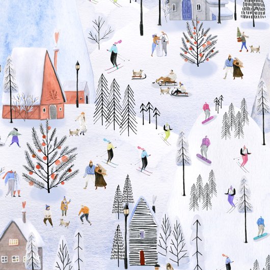 Bequemes Bergskidorf Geschenkpapier Set