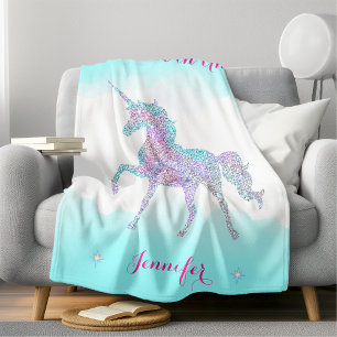 Bequemes und plüschiges funkelndes Einhorn Fleecedecke