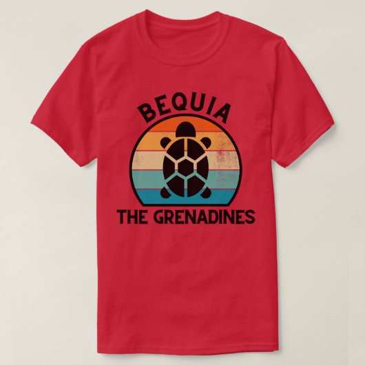 Bequia Die Grenadinen Retro Sonnenuntergang mit Sc T-Shirt (Design vorne)