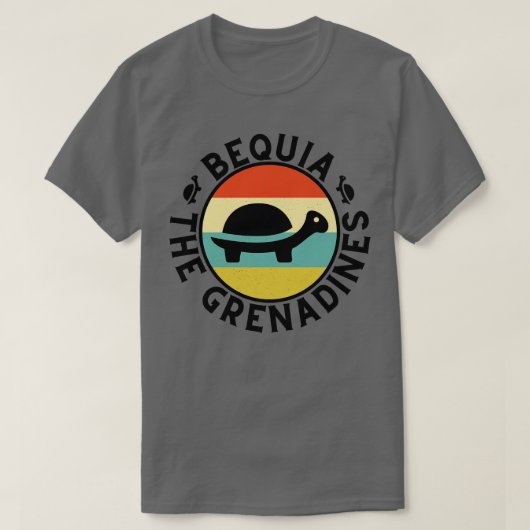 Bequia Die Grenadinen Retro Sonnenuntergang mit Sc T-Shirt (Design vorne)