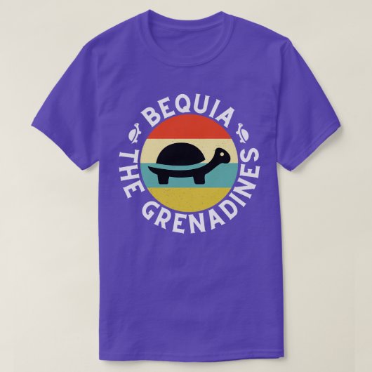 Bequia Die Grenadinen Retro Sonnenuntergang mit Sc T-Shirt (Design vorne)