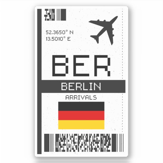 BER Berlin Boarding Pass - Deutschland Reisen Aufkleber (Vorderseite)