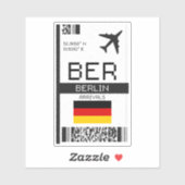 BER Berlin Boarding Pass - Deutschland Reisen Aufkleber (Blatt)