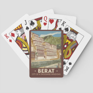 Berat Albanien Illustration Reise Kunst Vintage Spielkarten