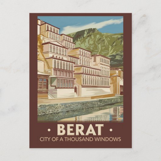 Berat Albanien Illustration Travel Art Vintag Postkarte (Vorderseite)