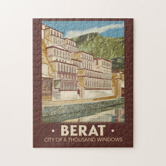 Berat Albanien Illustration Travel Art Vintag Puzzle (Vertikal)