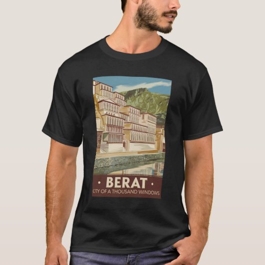 Berat Albanien Illustration Travel Art Vintag T-Shirt (Vorderseite)