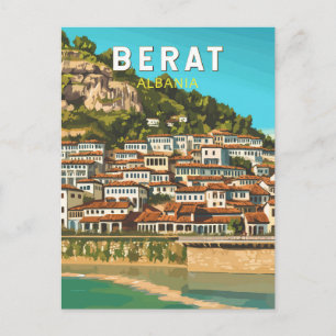 Berat Albanien Reise Kunst Vintage Postkarte