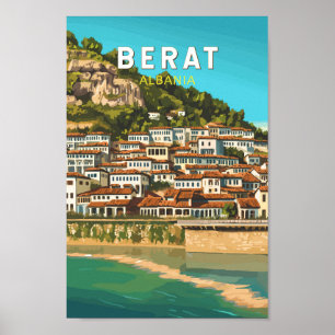Berat Albanien Reisen Art Vintag Poster