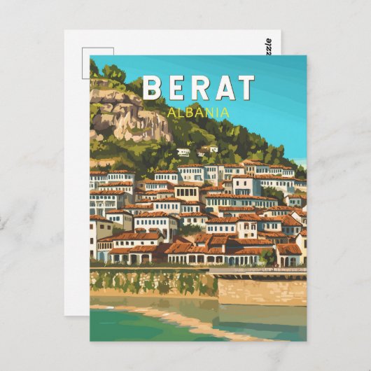 Berat Albanien Reisen Art Vintag Postkarte (Vorne/Hinten)