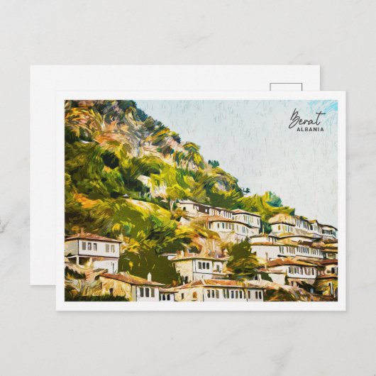 Berat Albanien Schöne Öl Paint Landschaft Postkarte (Vorne/Hinten)