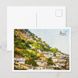 Berat Albanien Schönes Ölmalerei Landschaft Postkarte